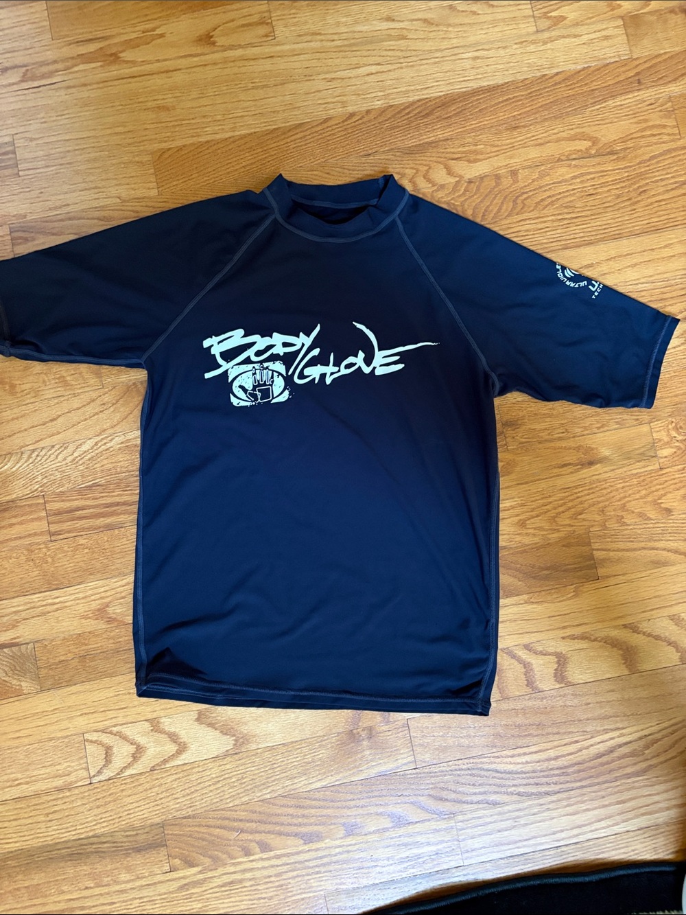 Boys Body Glove Black Rash Guard Swim Shirt with White Logo